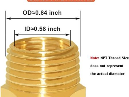 Brass 1/2" to 3/8" reducer Measurements
